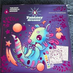 Four watercolor pages of fantasy dragons